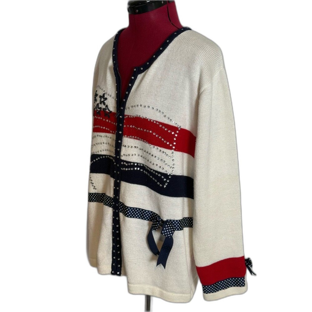 Storybook Knits Embellished Cardigan Women's Size Large American Celebration - Picture 4 of 15
